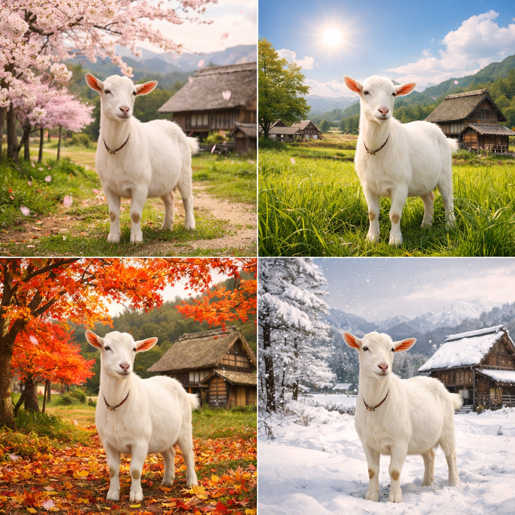 春夏秋冬の4枚パネルシーン